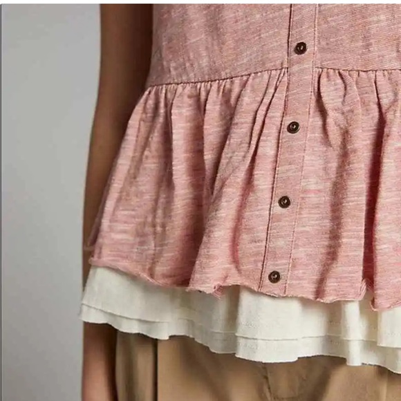 Pilcro and the Letterpress Pink Ruffle Tank Top - Picture 4 of 15